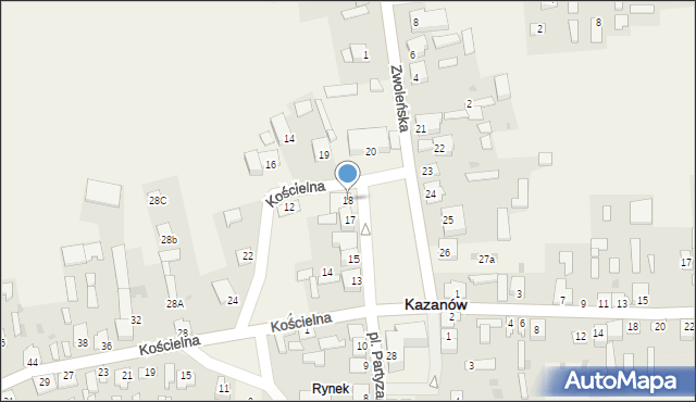 Kazanów, Plac Partyzantów, 18a, mapa Kazanów