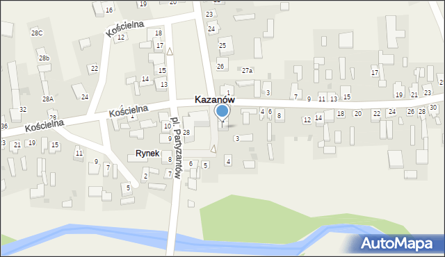 Kazanów, Plac Partyzantów, 2, mapa Kazanów