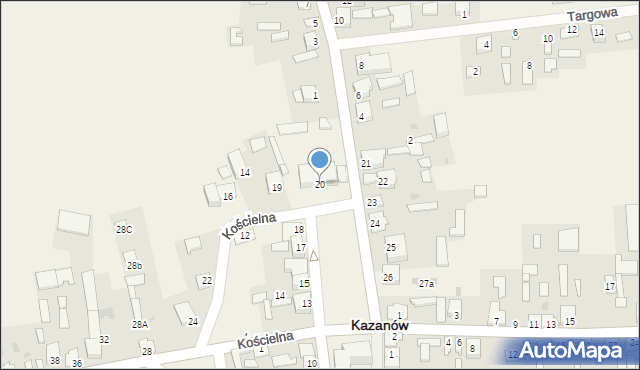 Kazanów, Plac Partyzantów, 20, mapa Kazanów