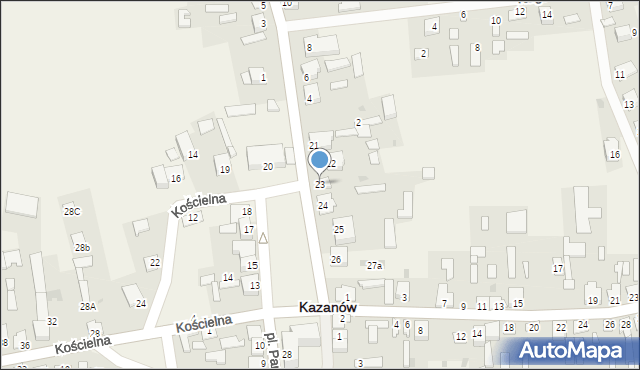 Kazanów, Plac Partyzantów, 23, mapa Kazanów