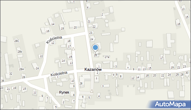 Kazanów, Plac Partyzantów, 26, mapa Kazanów