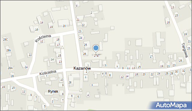 Kazanów, Plac Partyzantów, 27a, mapa Kazanów