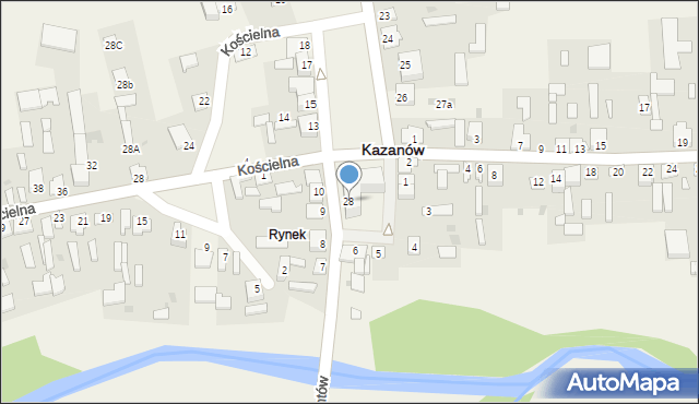 Kazanów, Plac Partyzantów, 28, mapa Kazanów