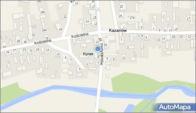 Kazanów, Plac Partyzantów, 8, mapa Kazanów