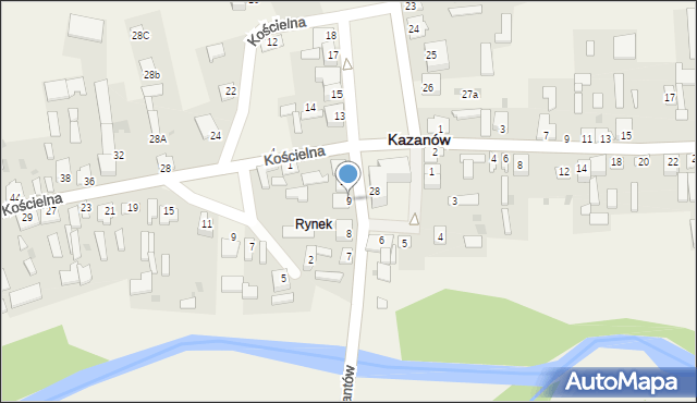 Kazanów, Plac Partyzantów, 9, mapa Kazanów