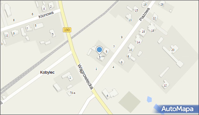 Kobylec, Plażowa, 3, mapa Kobylec