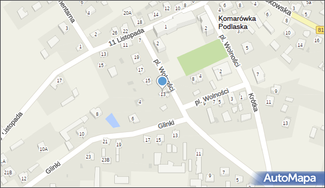 Komarówka Podlaska, Plac Wolności, 13, mapa Komarówka Podlaska