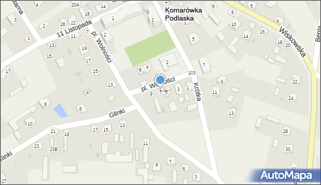 Komarówka Podlaska, Plac Wolności, 7, mapa Komarówka Podlaska