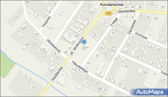 Konstantynów, Plac Wolności, 12, mapa Konstantynów