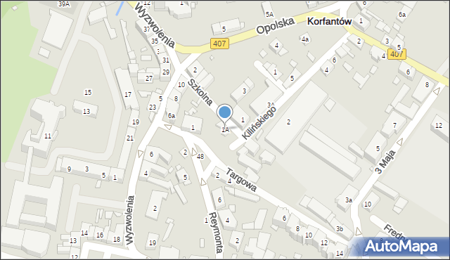 Korfantów, Plac Wolności, 1A, mapa Korfantów