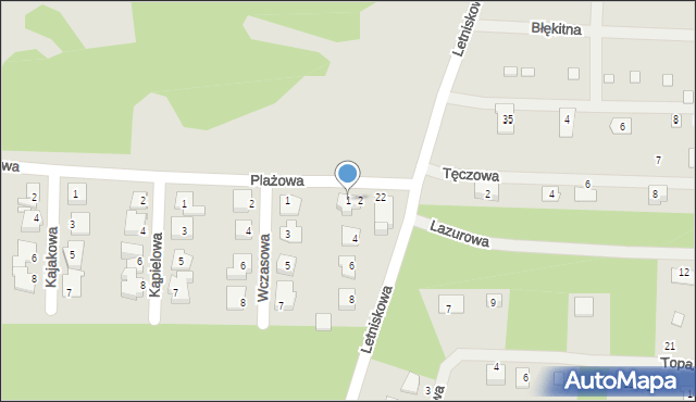 Koronowo, Plażowa, 1, mapa Koronowo