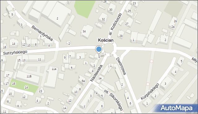 Kościan, Plac Żołnierza Polskiego, 1, mapa Kościan
