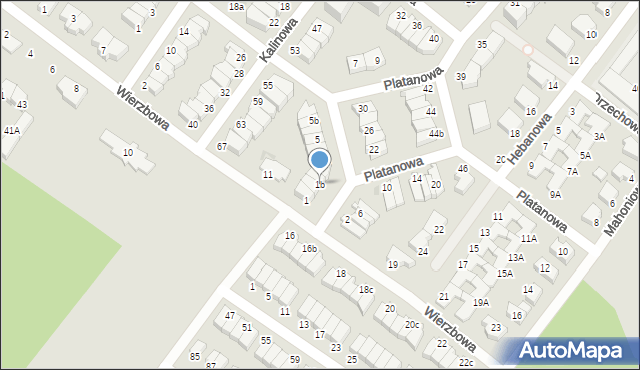 Koszalin, Platanowa, 1b, mapa Koszalina
