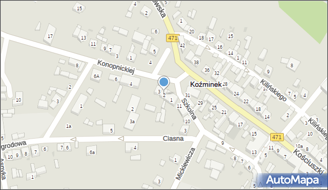 Koźminek, Plac św. Wawrzyńca, 2, mapa Koźminek