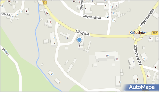 Kożuchów, Plac Ewangelicki, 6, mapa Kożuchów