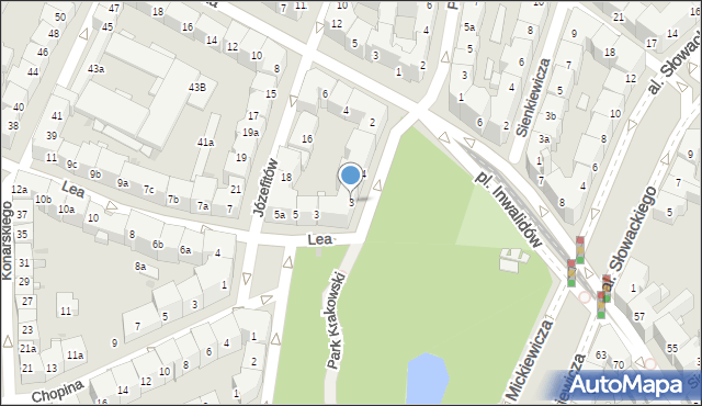 Kraków, Plac Inwalidów, 3, mapa Krakowa