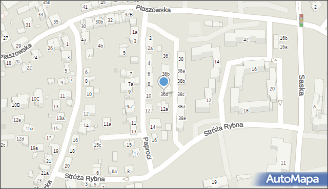 Kraków, Płaszowska, 36d, mapa Krakowa