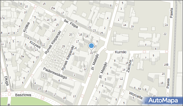 Kraków, Plac Matejki Jana, 11, mapa Krakowa