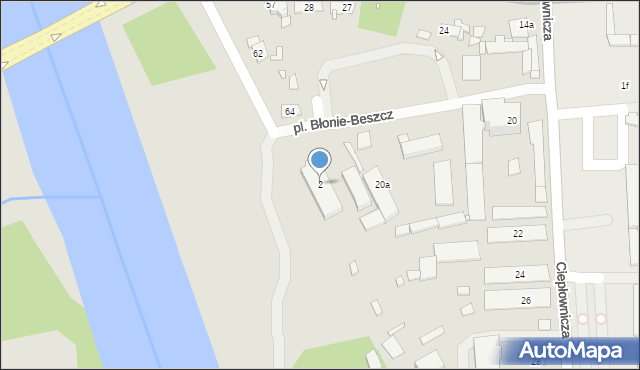 Kraków, Plac Błonie-Beszcz, 2, mapa Krakowa