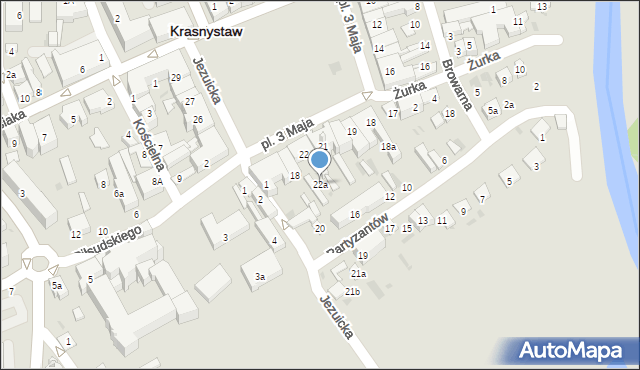 Krasnystaw, Plac 3 Maja, 22a, mapa Krasnystaw