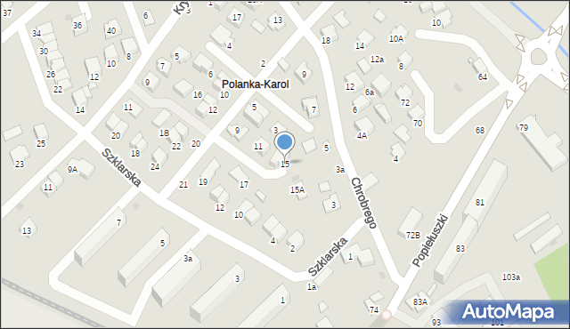 Krosno, Platynowa, 15, mapa Krosna