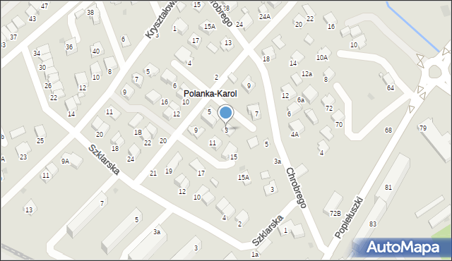 Krosno, Platynowa, 3, mapa Krosna