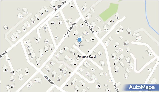 Krosno, Platynowa, 4, mapa Krosna