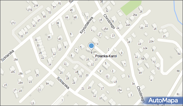 Krosno, Platynowa, 6, mapa Krosna