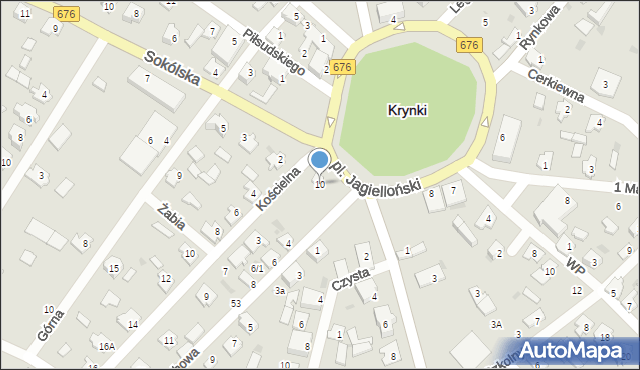 Krynki, Plac Jagielloński, 10, mapa Krynki