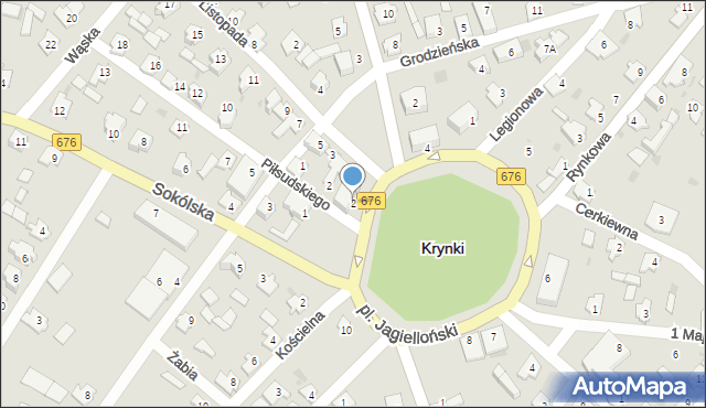 Krynki, Plac Jagielloński, 2, mapa Krynki