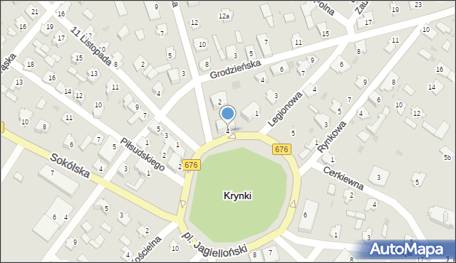 Krynki, Plac Jagielloński, 4, mapa Krynki