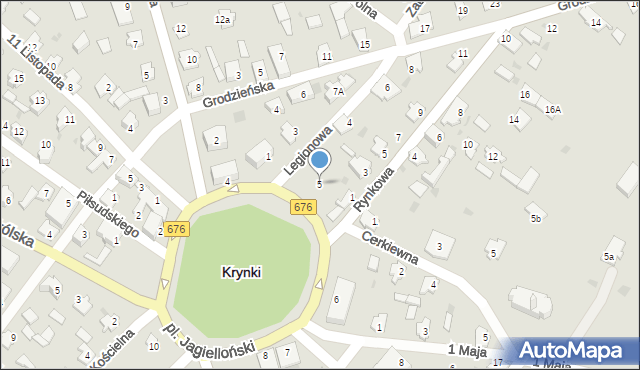 Krynki, Plac Jagielloński, 5, mapa Krynki