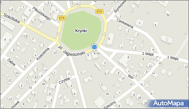 Krynki, Plac Jagielloński, 7, mapa Krynki