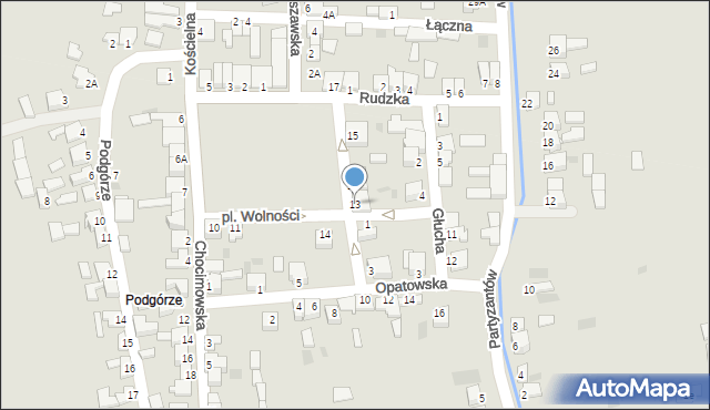 Kunów, Plac Wolności, 13, mapa Kunów