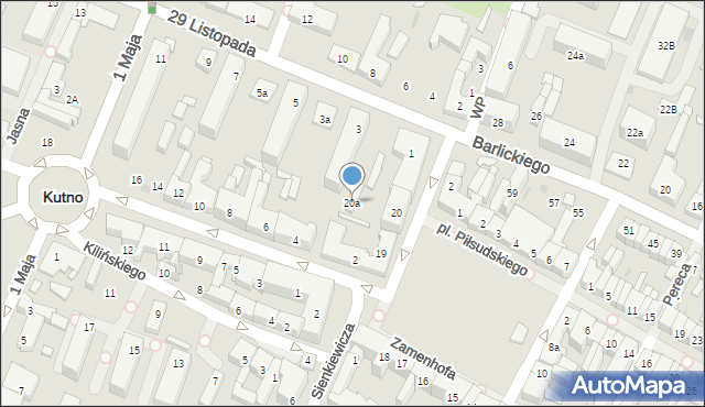 Kutno, Plac Piłsudskiego Józefa, marsz., 20a, mapa Kutno