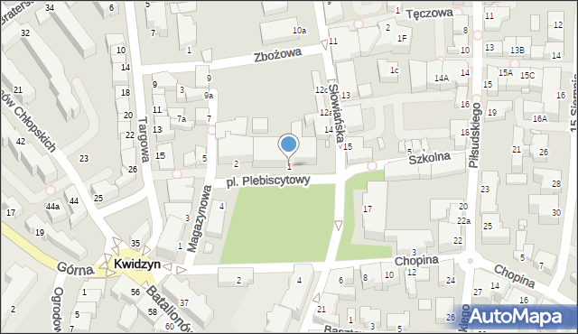 Kwidzyn, Plac Plebiscytowy, 1, mapa Kwidzyn