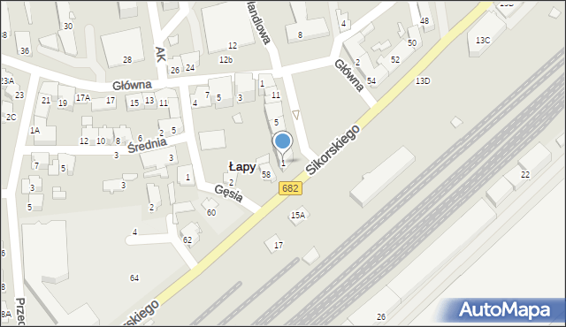 Łapy, Plac Niepodległości, 1, mapa Łapy