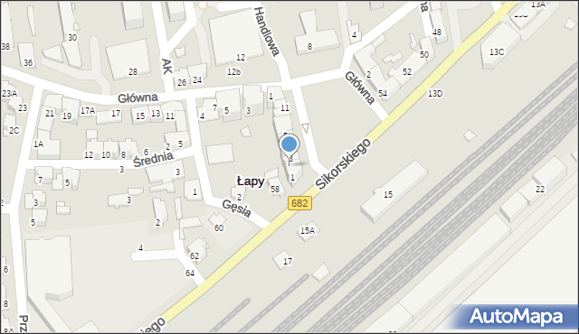 Łapy, Plac Niepodległości, 2, mapa Łapy