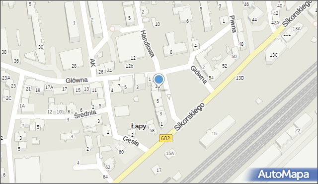 Łapy, Plac Niepodległości, 9, mapa Łapy