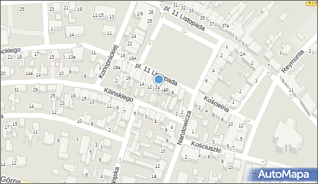 Łask, Plac 11 Listopada, 10a, mapa Łask