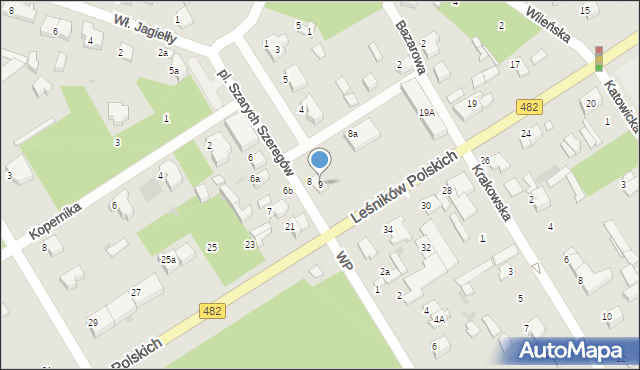 Łask, Plac Szarych Szeregów, 9, mapa Łask