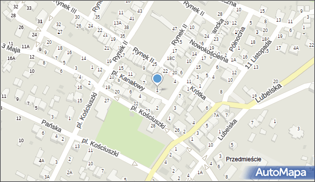 Łęczna, Plac Kanałowy, 1, mapa Łęczna