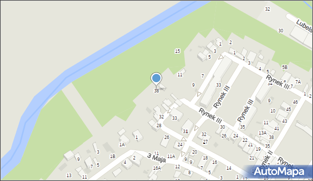 Łęczna, Plac Kanałowy, 38, mapa Łęczna