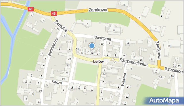 Lelów, Plac Partyzantów, 34, mapa Lelów