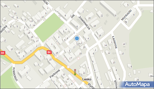 Lesko, Plac Pułaskiego, 1, mapa Lesko