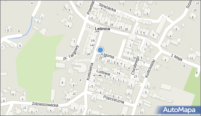 Leśnica, Plac Narutowicza Gabriela, 12, mapa Leśnica