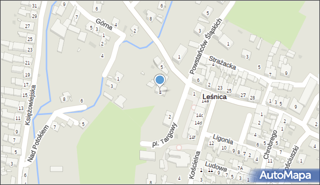 Leśnica, Plac Targowy, 4, mapa Leśnica