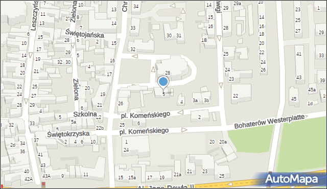 Leszno, Plac Komeńskiego Jana Amosa, 5, mapa Leszno