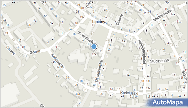 Lipiany, Plac Wolności, 12a, mapa Lipiany