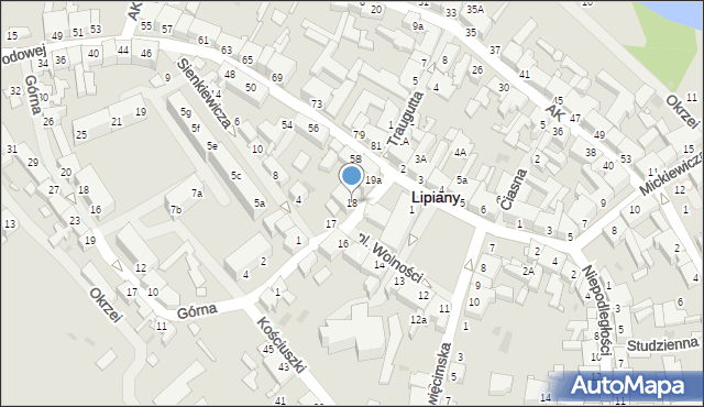 Lipiany, Plac Wolności, 18, mapa Lipiany